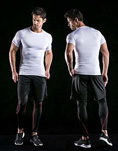 ATHLIO Men's Compression Shirts – Cool Dry Short Sleeve Baselayer For Sports & Workouts, UPF 50+