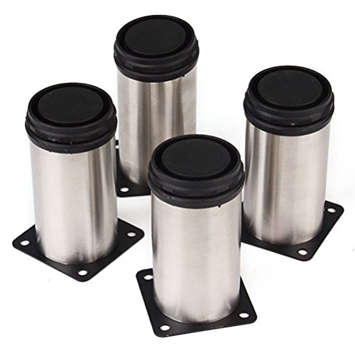 Tinksky Metal Furniture Legs Kitchen Adjustable Feet Round Furniture Legs- 4pcs(Silver)