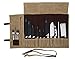 Waxed Canvas Chef Knife Roll - 15 Knife Slots, Card Holder and Zippered Pocket - Genuine Leather and Brass Buckles - Knives Not Included (Beige)