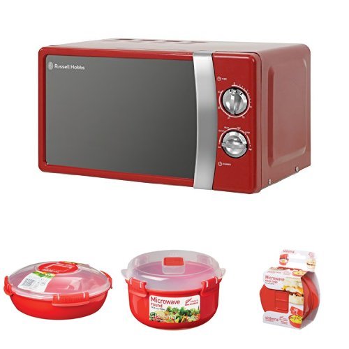 Russell Hobbs RHMM701R Manual Microwave and 3-Piece Sistema Microwave Cooking Set