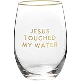 Santa Barbara Design Studio Stemless Wine Glasses SIPS Drinkware SIPS Drinkware Funny Wine Glass Gift, 17-Ounce, Jesus Touched My Water