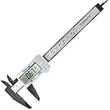 FineSource Electronic Digital Caliper Inch/Metric Conversion 0-6 Inch/150 mm Carbon Fiber Gauge Micrometer Extra Large LCD Screen Auto Off Featured Measuring Tool - Silver