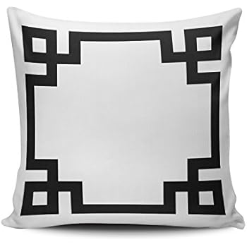 SALLEING Custom Fashion Home Decor Pillowcase Black and White Greek Key Border Euro Square Throw Pillow Cover Cushion Case 26x26 Inches One Sided Print