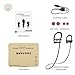 Bluetooth Headphones, IWAVION Wireless Bluetooth V4.1 Stereo Sports Earphones,Wireless Noise Cancelling IPX4 Sweatproof Running Earbuds Headset with Built-in Mic for iPhone Samsung (Gold)
