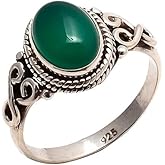 Avicrafts Green Onyx Stone Ring 925 Sterling Silver Statement Ring For Women Handmade Gemstone Christmas Jewellery Gift For Her