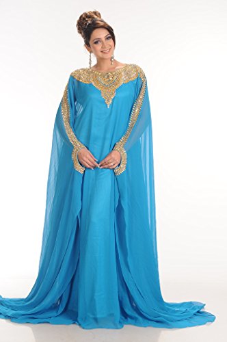 MaximCreation Women's Royal Farasha Kaftan Abaya Jilbab X-Large Light Blue