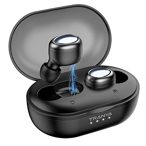 [Upgraded Version of T1] TRANYA True Wireless Earbuds Built-in Microphone, Bluetooth 5.0 Deep Bass True Wireless Headphones, 7 Hours Continuous Playtime, 60 Hours Playtime with Charging Case, T1-Pro
