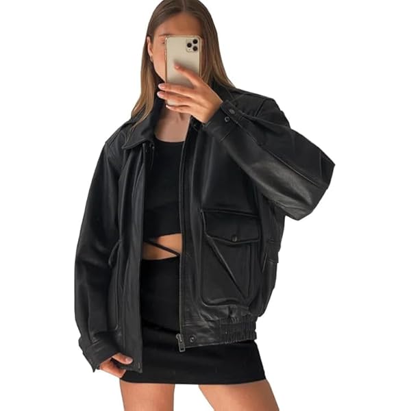 ジャケット・アウター 90s short real leather bomber jacket pqx Women's Fashion 90s Leather Jacket Oversized Leather Bomber