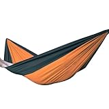 Portable Single-person Nylon Camping Hammock Nest for Travel, Hiking, Backpacking, Beach, Kayaking and Bedroom (Dark Green / Orange)