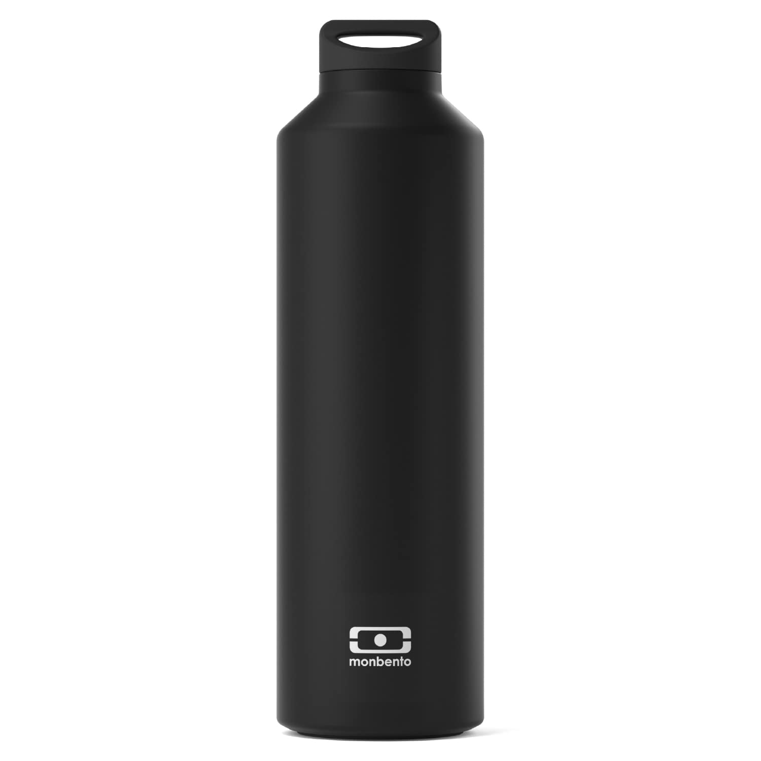 MONBENTO - Insulated Water Bottle MB Steel Onyx 500ml - Stainless Steel - Leakproof - Infuser - Keeps Beverage Hot/Cold for Up to 12 Hours - Ideal for Tea, Coffee - BPA Free - Food Grade Safe - Black