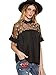 SheIn Women's Cute Embroidered Sheer Neck Ruffle Cuff Collared Blouse Large Black