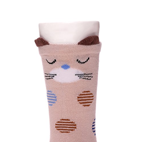 LINEMIN Cotton Novelty 3D Cartoon Seamless Toddler Girls Boys Kids Socks 5 Pack (3D Animal, S 3-5 Year Old) - Thumbnail 4