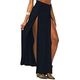 Zeagoo Women's Trends High Waisted Double Slits Maxi Skirt
