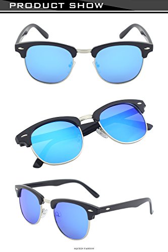 GQUEEN Clubmaster Horn Rimmed Half Frame Polarized Sunglasses GQO6