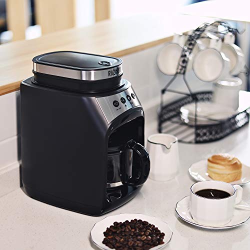 Razorri-Elektrisch-auto-Kaffeemaschine-Grind-und-Brew-Kaffee-Mahlwerk-mit-Filter-Warmhalteplatte-Tropf-Stopp-Funktion-560ml-Glaskanne-600W-Black