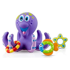 Nuby Starfish Ring Toss Bath Toy, Includes 3 Toss Rings (Crabfish, Tropical Fish and Seahorse)
