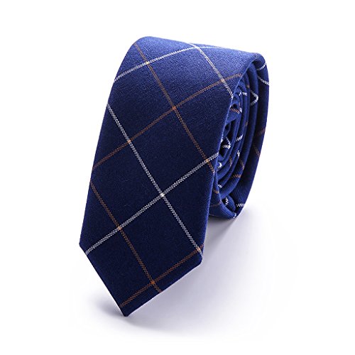 6 cm cotton tie slim plaid men's tie fashion necktie men black blue red white color fit business/wedding / party (Blue)