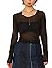 May&Maya Women's Long Sleeve Pure Mesh Blouse