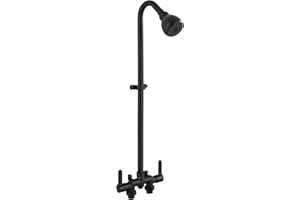 Aolemi Outdoor Shower Fixtures Kit Faucet System 3 Inch Center with Showerhead 2 Handle Exposed Shower with Brass Mix Valve Matte Black
