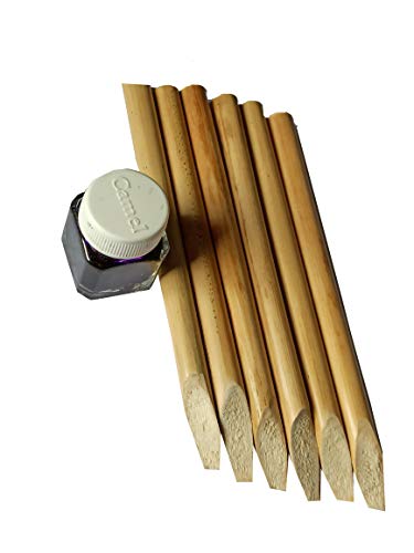 ASAD Calligraphy Wooden Pencil with 15ml Blue Color Ink and Pot