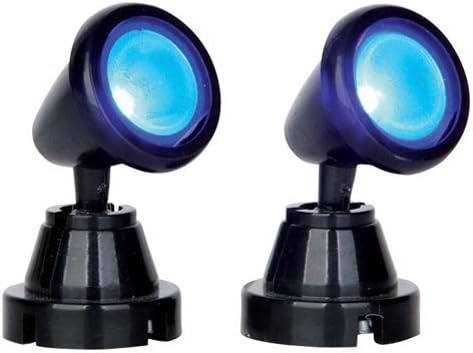 Lemax Village Collection Round Spot Light Blue Set of 2 Battery Operated # 54945