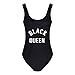 PINJIA Women's Letter Print Backless One Piece Monokini Bikini(MX05)