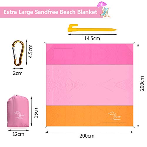 OCOOPA 200 x 200 cm XL Stranddecke, Sandfreie Picknickdecke Campingdecke Strandtuch, aus Weiches Nylon mit Tasche… – Bild 3