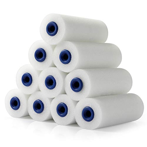 Foam Roller Set,4-Inch Mini Paint Roller Cover Refills, Small Roller Nap, Foam-Covered Ends, High-Density Foam Covers for Roller Frame and Paint Roller Kit, Pack of 11