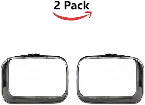 TSA Approved Clear Toiletry Bag-Explore Lifez Quart Sized Transparent Airport Airline Compliant Bag with Double Zipper,2 Packs of Men's/Women's 3-1-1 Makeup Bag Kit (Medium)