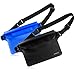 Waterproof Pouch 2 Pack with Adjustable Waist Strap - Keep Your Phone Wallet License Safe and Dry - Perfect Dry Bag for Boating Swimming Snorkeling Fishing Sailing Beach Water Parks (Black & Blue)