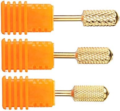 XelparucTS Electric Nail File, Safety Dirll Bits Gold Carbide Art Coarse Medium Fine 3 Pieces Size 3 32 Manicure