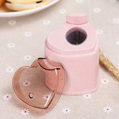 Kofun Toothpick Holder, European Nordic Style Automatic Hand Press Toothpick Holder Storage Box Dispenser Container Wheat Straw Household Table Decoration Pink