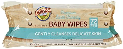 Earth's Best Tender Care Baby Wipes Hypoallergenic, Unscented, Alcohol Free, Chlorine Free Resealable Top 72 Count
