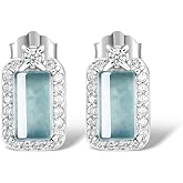 14K Gold Blue Jade Stud Earrings for Women, Translucent Jade Gemstone, Great Christmas Gift for Mom