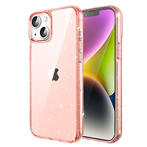 JETech Glitter Case for iPhone 14 6.1-Inch, Bling Sparkle Shockproof Phone Bumper Cover, Cute Sparkly for Women and Girls (Rose Gold)