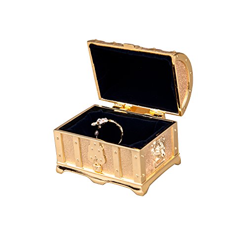 Feyarl Retro Light Gold Box Jewelry Trinket Treasure Box Rectangle Box Metallic Finished Box (Small)