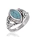 925 Sterling Silver Blue Turquoise Stone Vintage Style Band Ring - Nickel Free