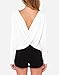 Women's Fashion Boat Neck Long Sleeve Shirt Twisted Deep V Open Back Blouse