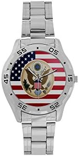 Christmas Day/Thanksgiving Day Gifts USMC Marines American Flag Men's Stainless Steel Analog Watch