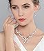 EVER FAITH Women's Crystal Simulated Pearl Leaf Vine Necklace Pierced Earrings Set Clear Silver-Tone