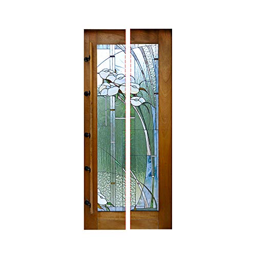 Alwayspon Modern Art Stained Glass 3D Door Sticker, Peel and Stick Removable Vinyl Door Decals for Home Decor, 32.3x78.7(82x200cm), 2 Pcs Set