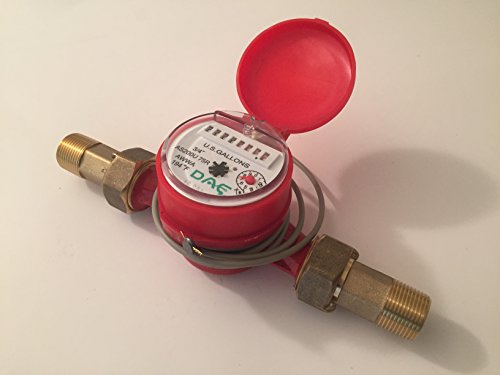 DAE AS200U-75RP 3/4â€ Hot Water Meter with Pulse Output, Measuring in Gallon + Couplings