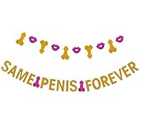 Yosmi Same Pines Forever Banner&Penis Lip Banner For Girly night Hen night Hen party Bridal Bachelorette/Bachelor Party Decorations(Gold Glitter Rose Red)