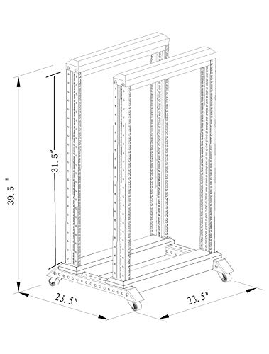 Raising Electronics Server Rack Open Frame Rack 4 Post 19 inch Adjustable Server/Audio Rack Cold Rolled Steel(15U,17 Depth) - Thumbnail 4