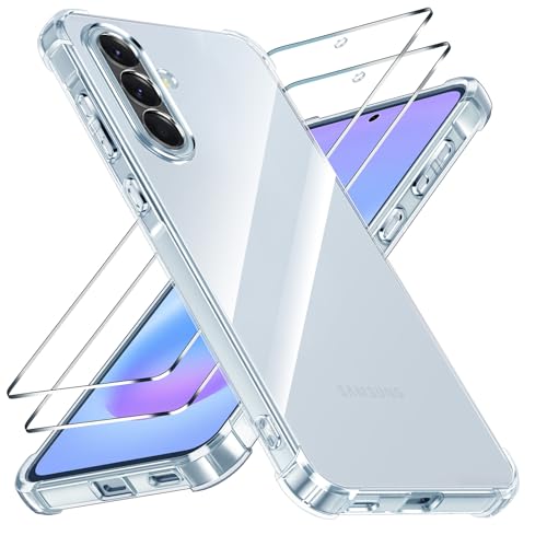 Yohii Case for Samsung Galaxy A57 5G with 2 Pieces Tempered Glass, [Camera Protection] Protective Anti-Shock Anti-Yellow Clear Soft TPU Silicone Anti-Scratch Case – Transparent