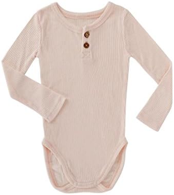 AYIYO Baby Infant Autumn Long Sleeves Kid Cotton Bodysuit Rompers Outfit (100cm(2T-3T), Light Pink)