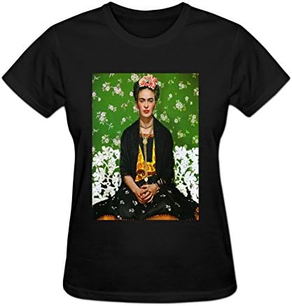 Luoshan Women's Short Sleeve Frida Kahlo Cotton O Neck T Shirt L Black
