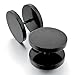 INBLUE Men,Women's 14mm Stainless Steel Studs Earrings Black Tapers Plugs Tunnel Double Side