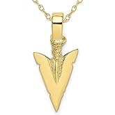 Gem And Harmony 10K Yellow Gold Arrowhead Charm Pendant Necklace with Chain