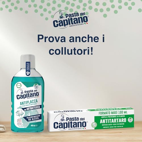Pasta del Capitano, Organic Anti-artartar Toothpaste, Gives Freshness and Refreshes Breath, Ideal for Smokers, Helps Prevent Plaque, 100% Made in Italy, 100 ml Tube